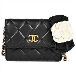 CHANEL Black Leather Logo Shoulder Bag